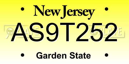 AS9T252 New Jersey License Plate