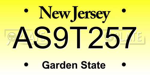 AS9T257 New Jersey License Plate