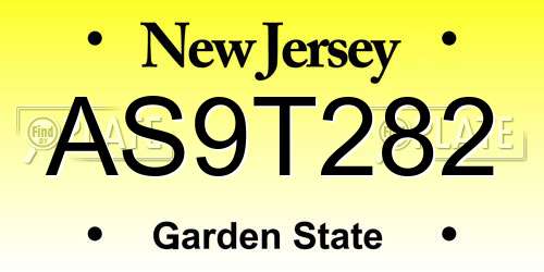AS9T282 New Jersey License Plate