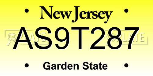 AS9T287 New Jersey License Plate