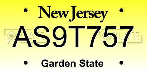 AS9T757 New Jersey License Plate