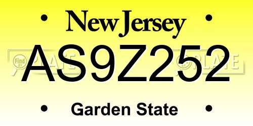 AS9Z252 New Jersey License Plate