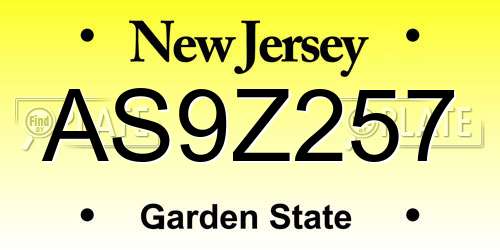 AS9Z257 New Jersey License Plate