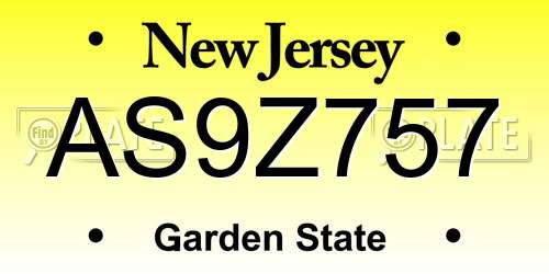 AS9Z757 New Jersey License Plate