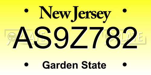AS9Z782 New Jersey License Plate