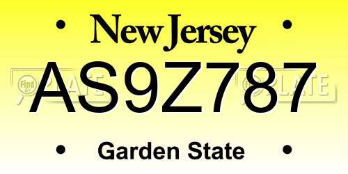 AS9Z787 New Jersey License Plate