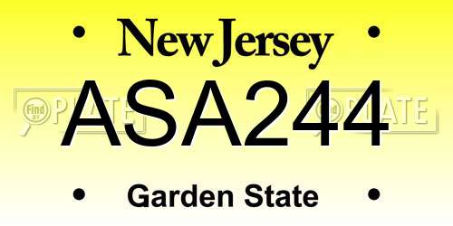 ASA244 New Jersey License Plate