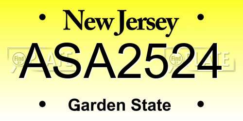 ASA2524 New Jersey License Plate