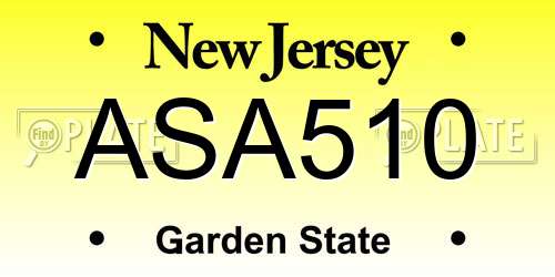 ASA510 New Jersey License Plate