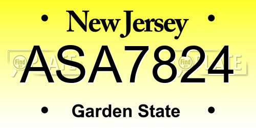 ASA7824 New Jersey License Plate