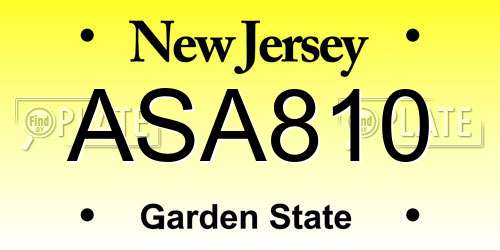 ASA810 New Jersey License Plate