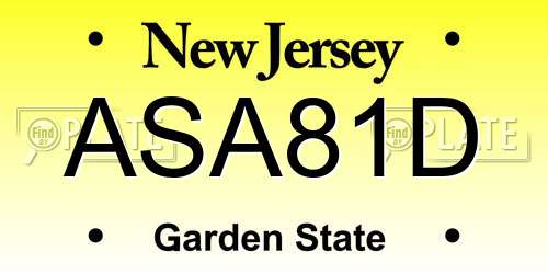 ASA81D New Jersey License Plate