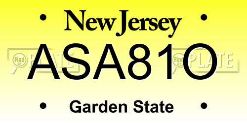 ASA81O New Jersey License Plate