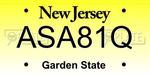ASA81Q New Jersey License Plate