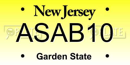ASAB10 New Jersey License Plate