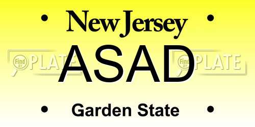 ASAD New Jersey License Plate