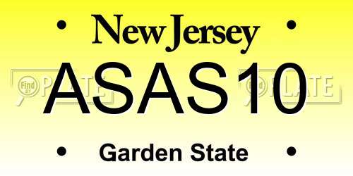ASAS10 New Jersey License Plate