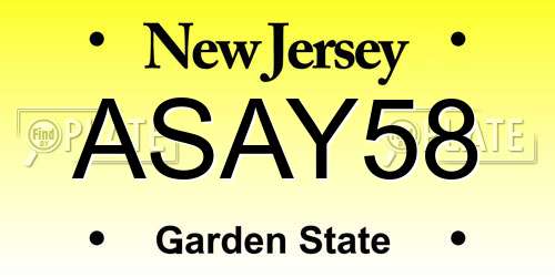 ASAY58 New Jersey License Plate