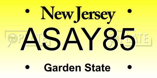 ASAY85 New Jersey License Plate