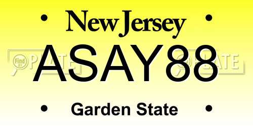 ASAY88 New Jersey License Plate