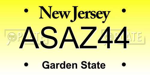 ASAZ44 New Jersey License Plate
