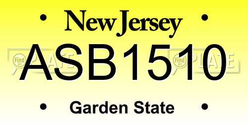 ASB1510 New Jersey License Plate