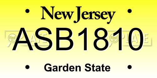 ASB1810 New Jersey License Plate