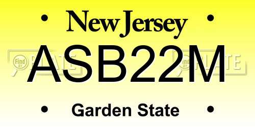 ASB22M New Jersey License Plate