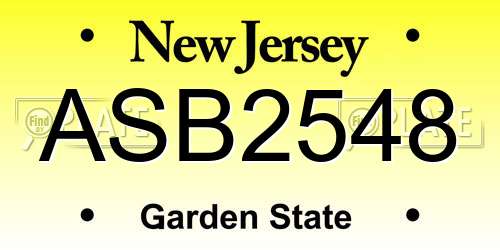 ASB2548 New Jersey License Plate