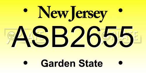 ASB2655 New Jersey License Plate