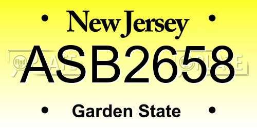 ASB2658 New Jersey License Plate