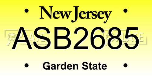 ASB2685 New Jersey License Plate