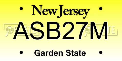 ASB27M New Jersey License Plate