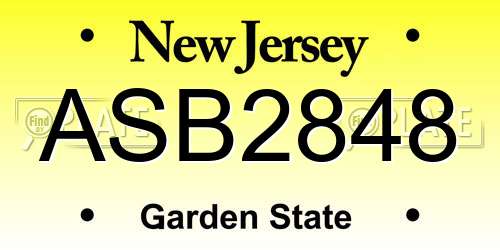 ASB2848 New Jersey License Plate