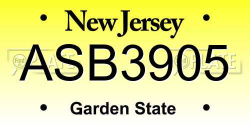 ASB3905 New Jersey License Plate