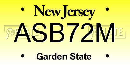 ASB72M New Jersey License Plate