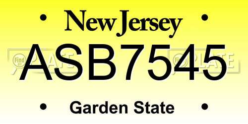 ASB7545 New Jersey License Plate