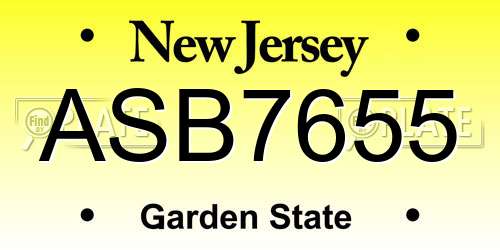ASB7655 New Jersey License Plate