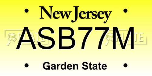 ASB77M New Jersey License Plate