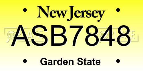 ASB7848 New Jersey License Plate