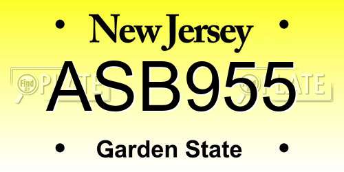 ASB955 New Jersey License Plate
