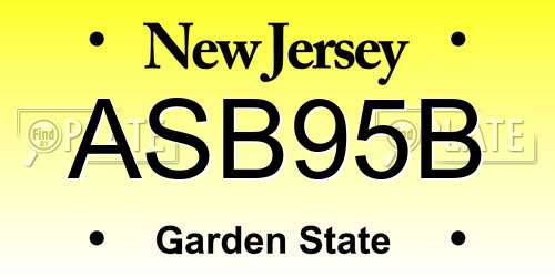 ASB95B New Jersey License Plate