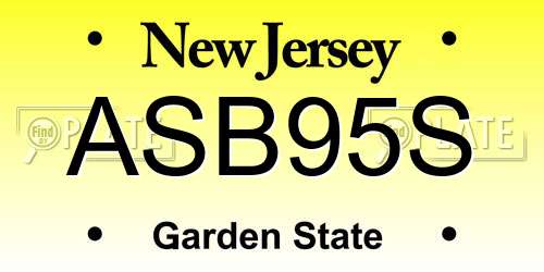 ASB95S New Jersey License Plate