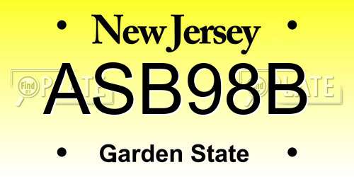 ASB98B New Jersey License Plate