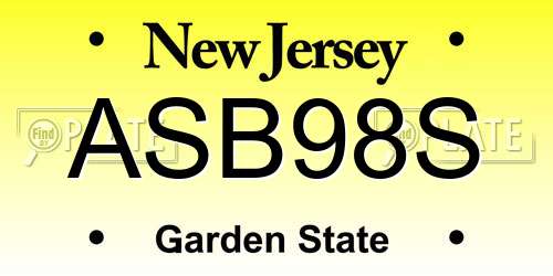 ASB98S New Jersey License Plate