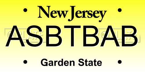 ASBTBAB New Jersey License Plate