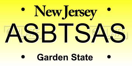 ASBTSAS New Jersey License Plate