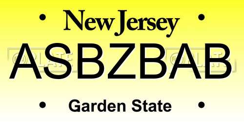 ASBZBAB New Jersey License Plate