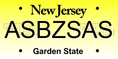 ASBZSAS New Jersey License Plate