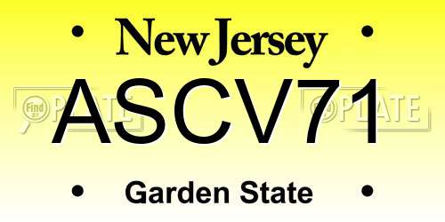 ASCV71 New Jersey License Plate